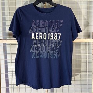 Aeropostale T-shirt Women’s M Navy Blue Relaxed Tee Bottom Hem Loose Stitching